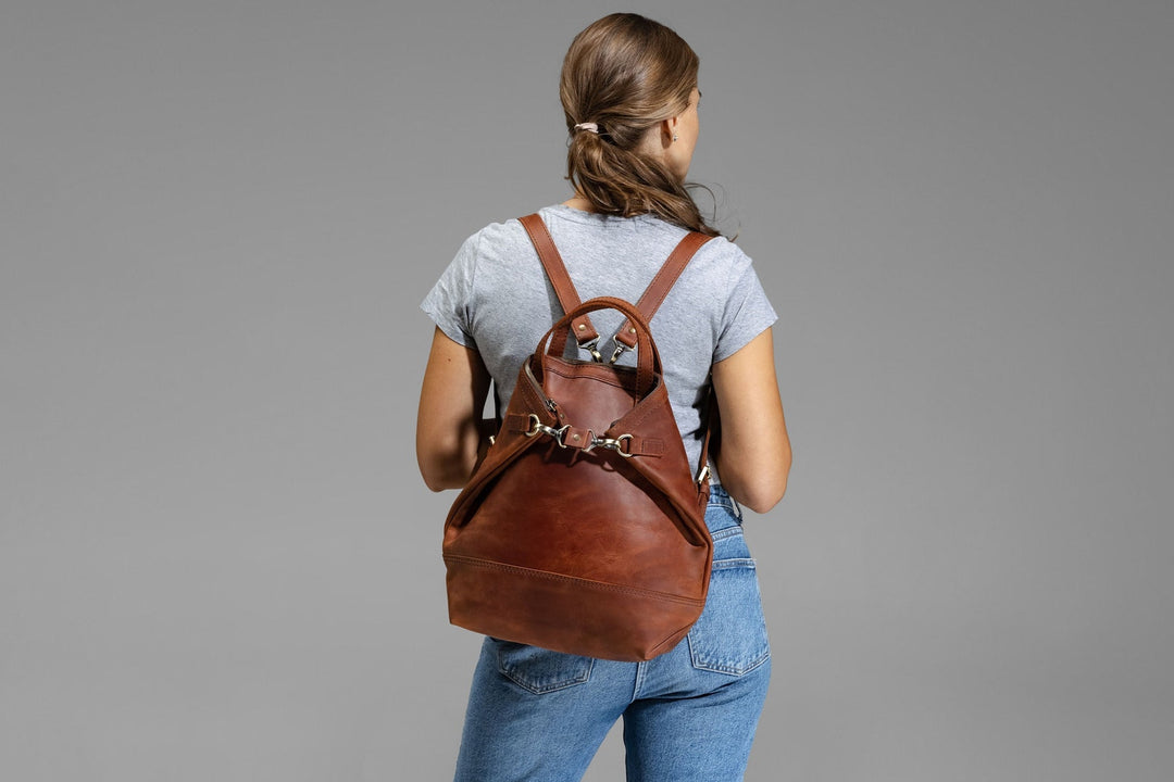 Leather Tote Backpack, Laptop Purse, Gift for Her