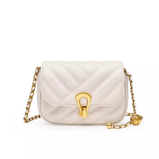 Stylish flap design leather crossbody purse with chain strap