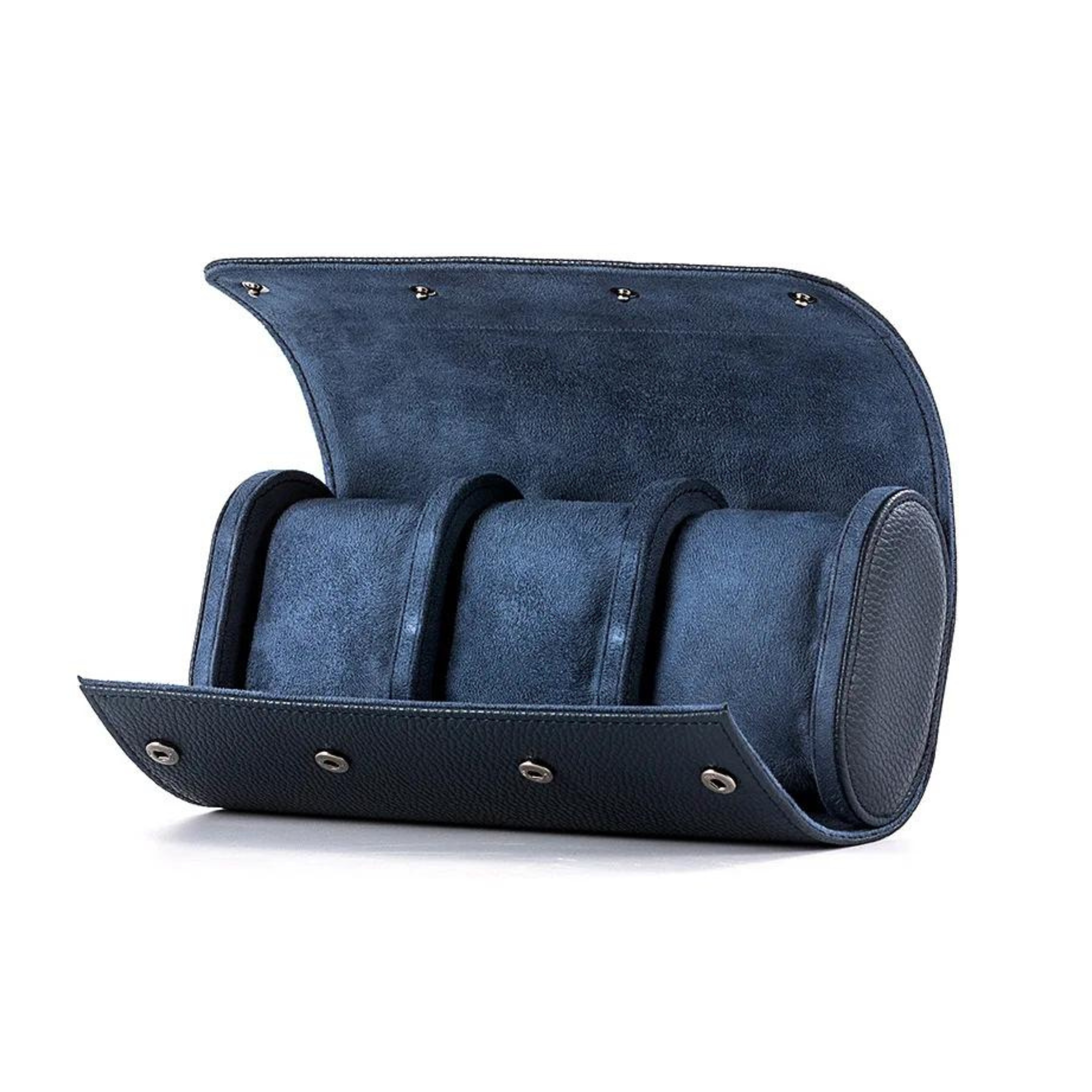 Stylish Blue Watch Case for 3 Watches - Leather Purse Backpack