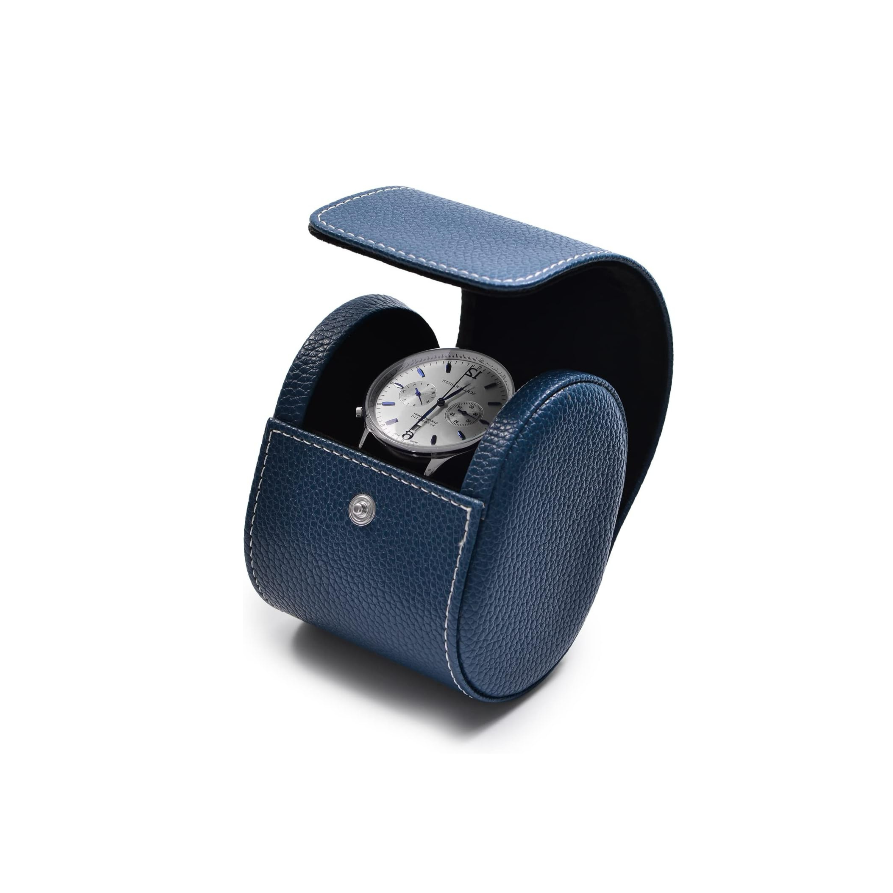 Designer Blue Leather Watch Case - 1 Slot - Leather Purse Backpack