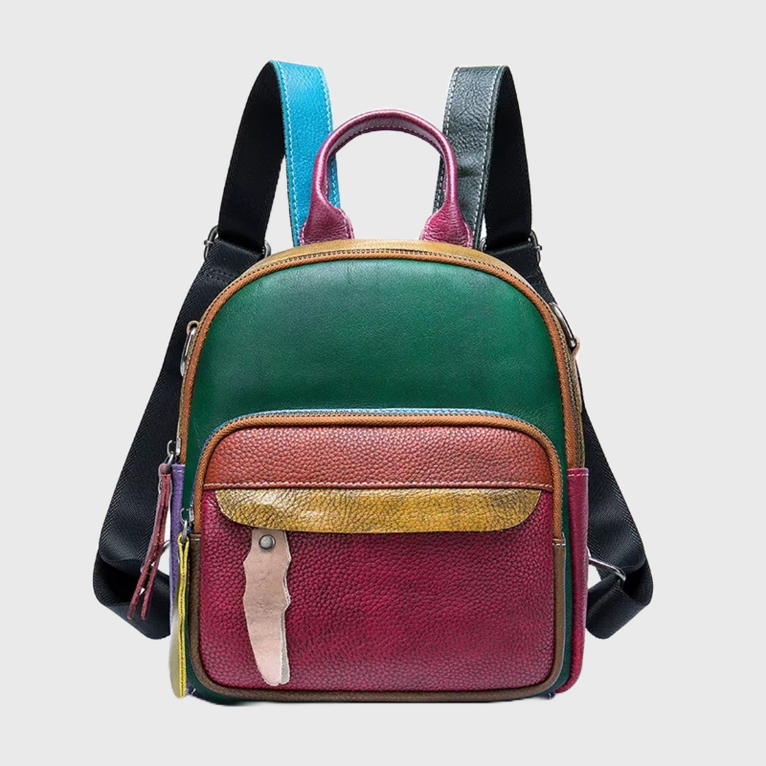 Artisan-crafted patchwork leather backpack