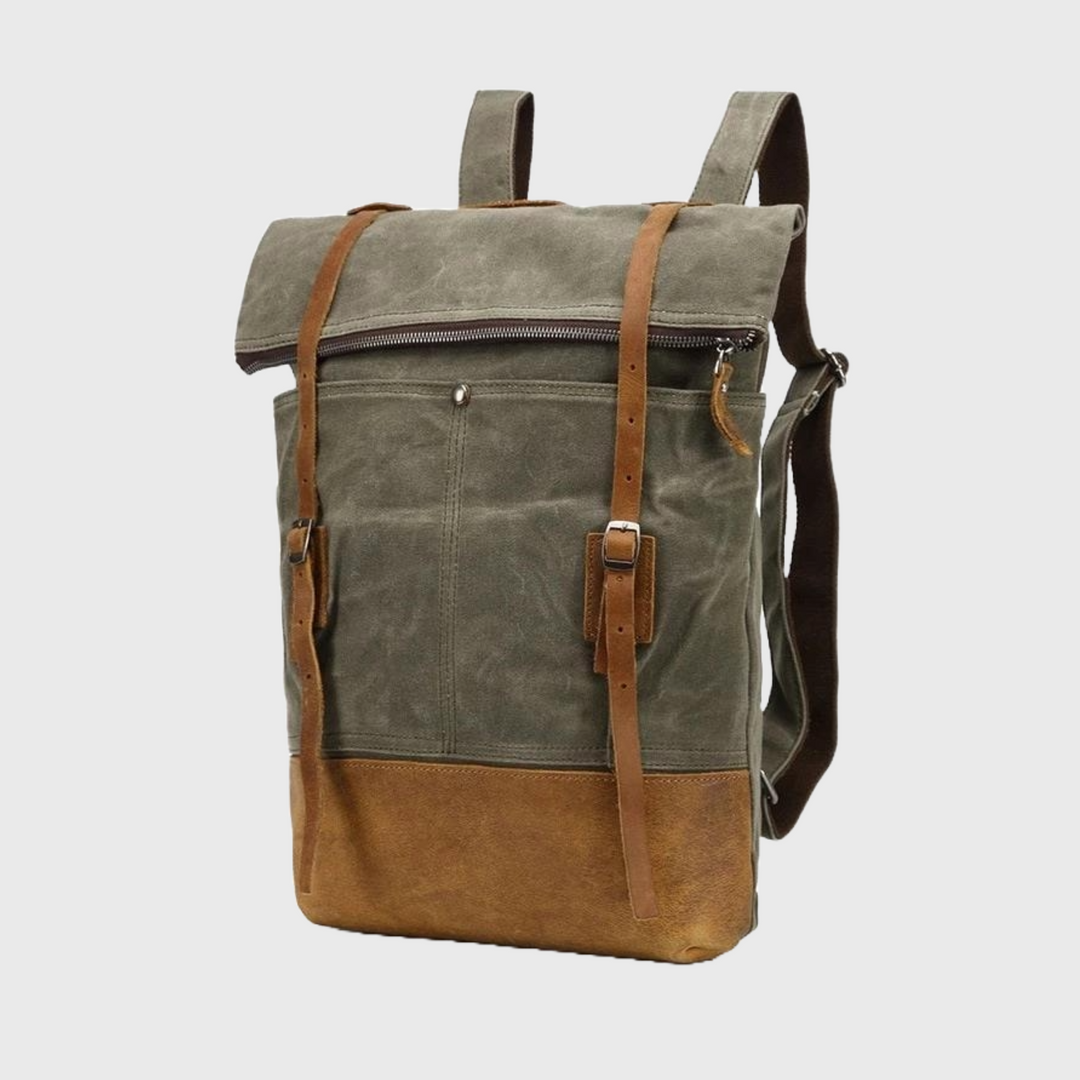 Waxed canvas leather waterproof travel backpack 20-35L