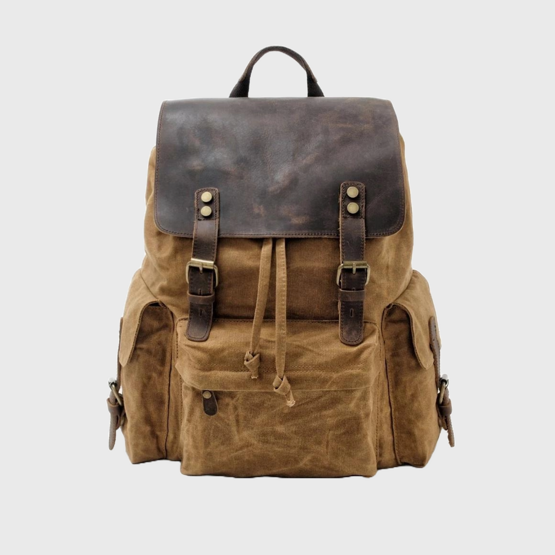 Large capacity waxed canvas leather waterproof daypack 76 liters