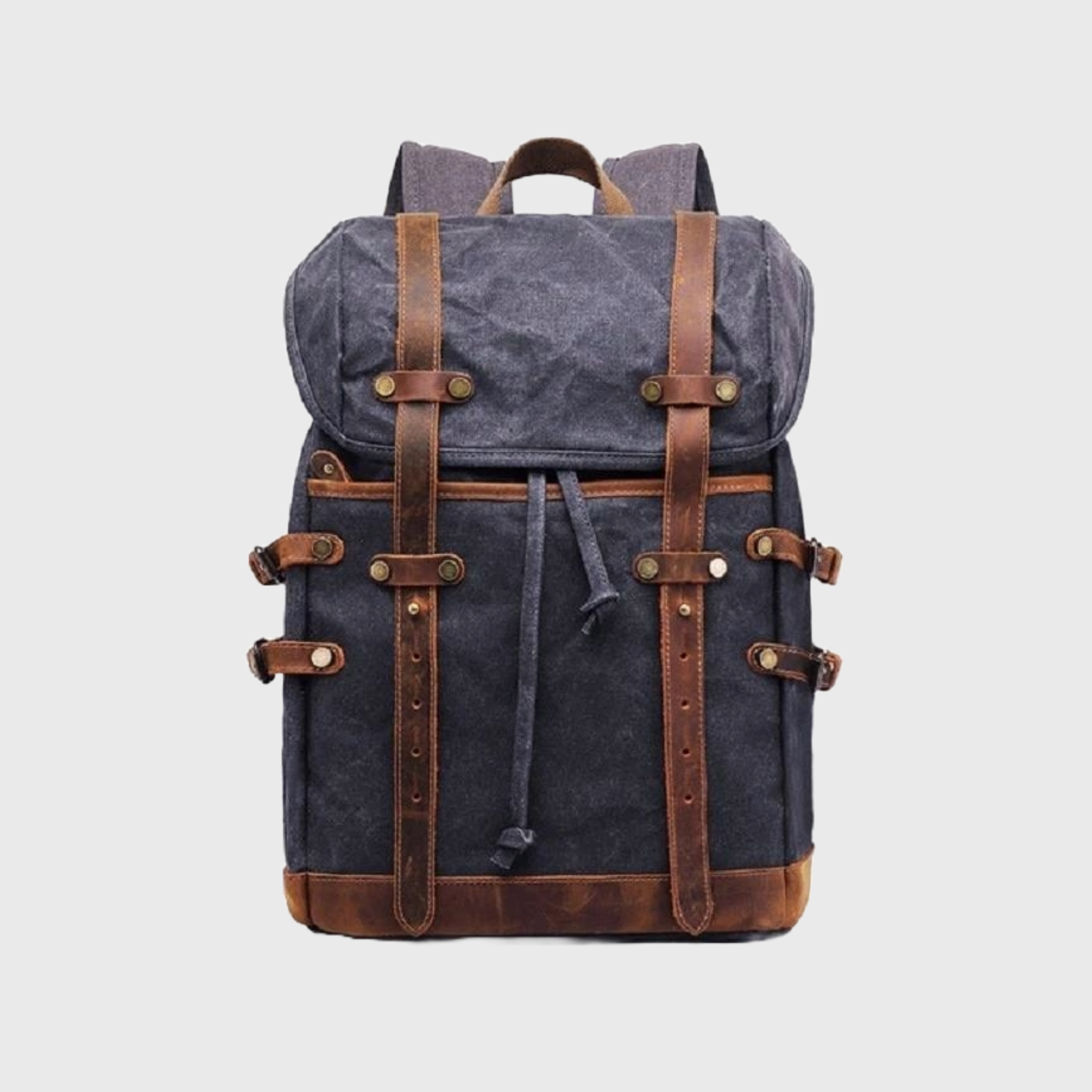 Canvas leather waterproof student backpack 20-35L