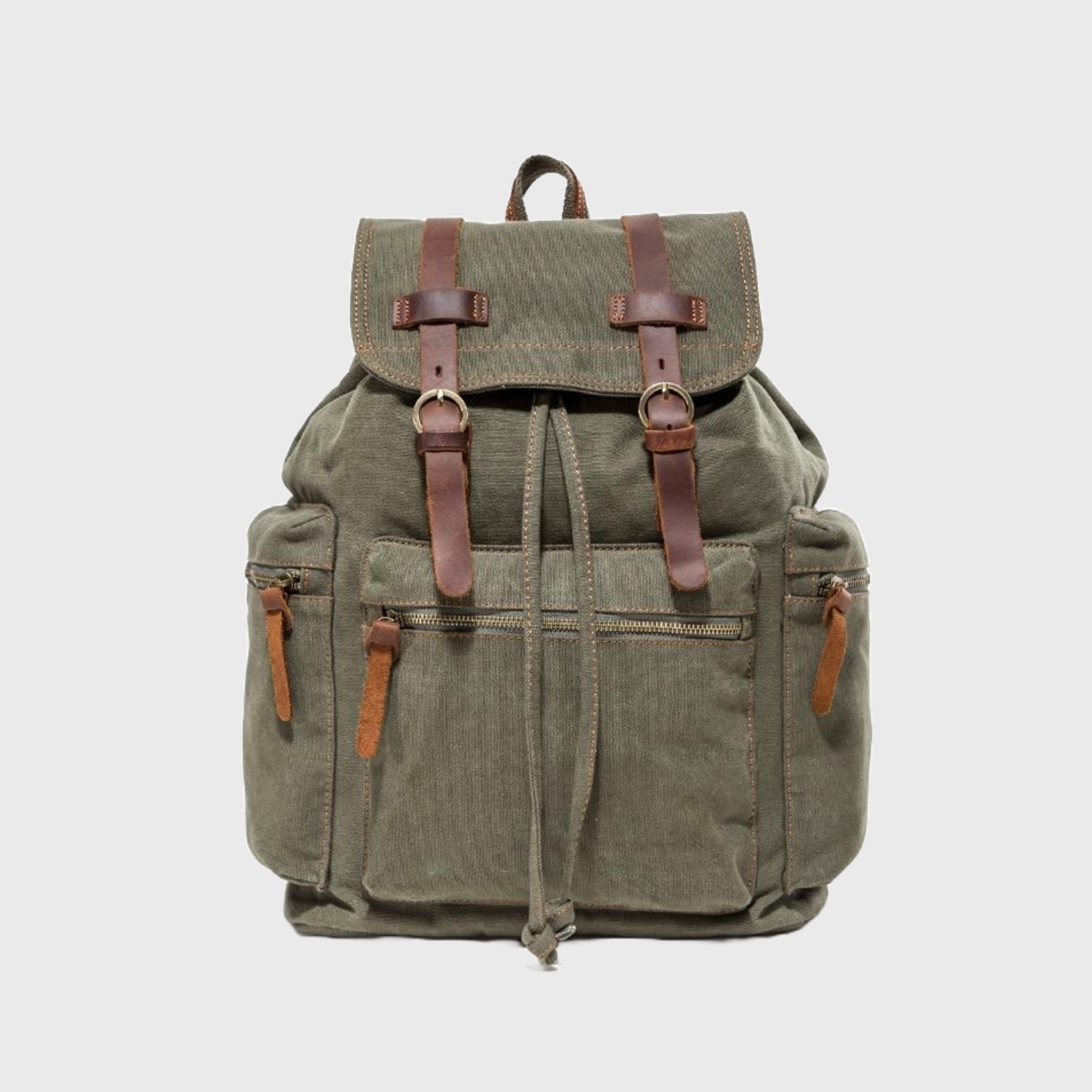 Canvas leather school and casual backpack 20-35L