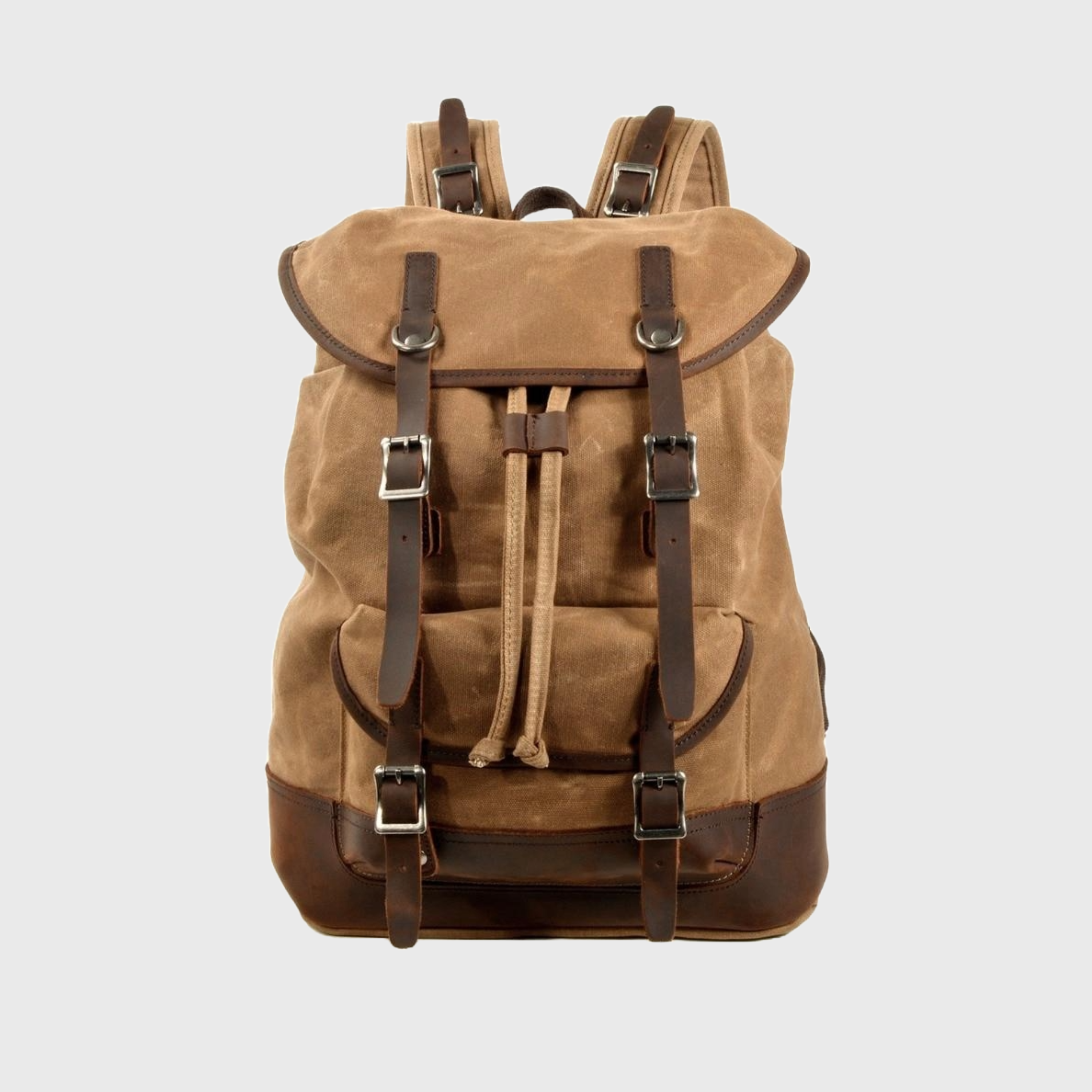 Canvas leather European vintage backpack 20-35L with string
