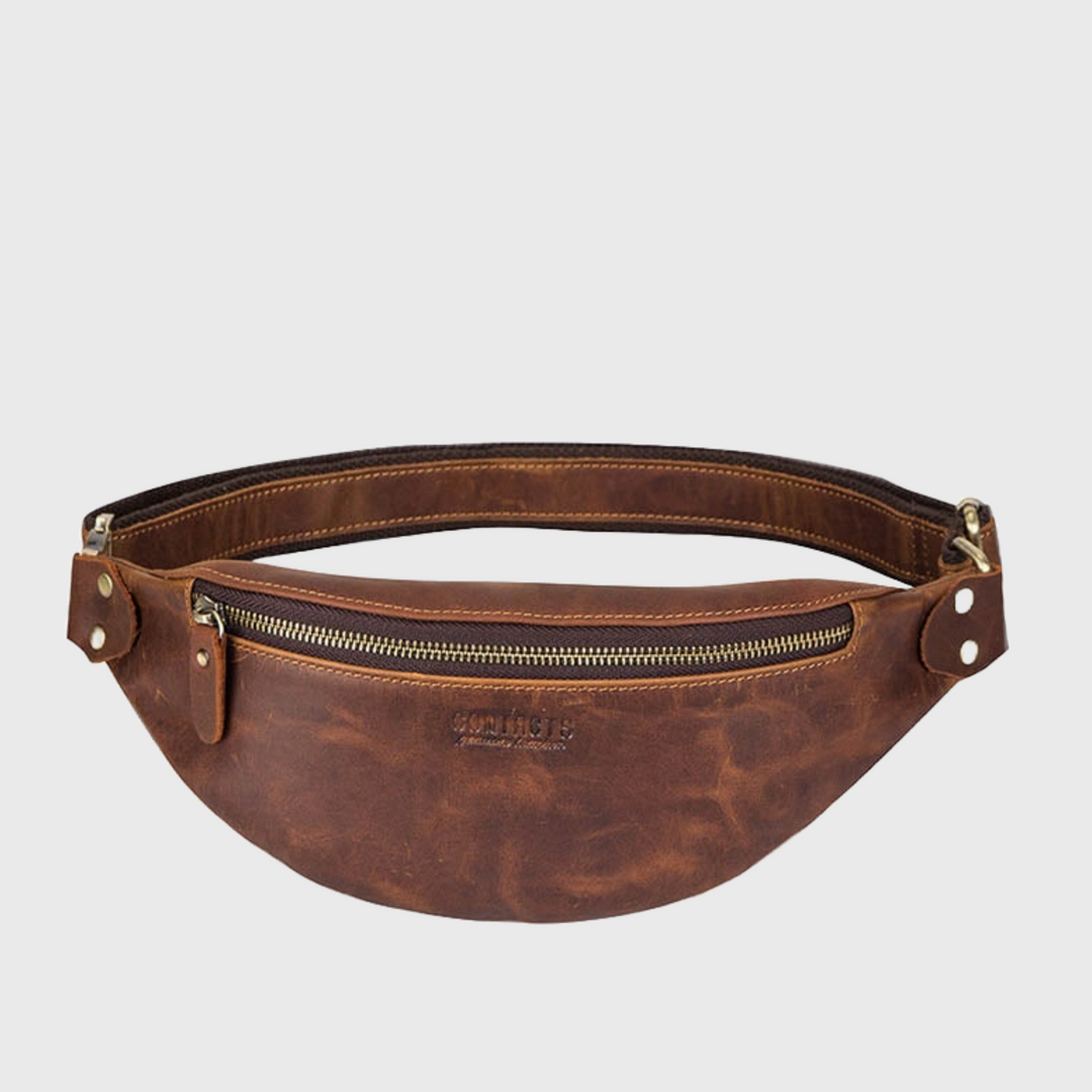 Men's crazy horse leather fanny pack