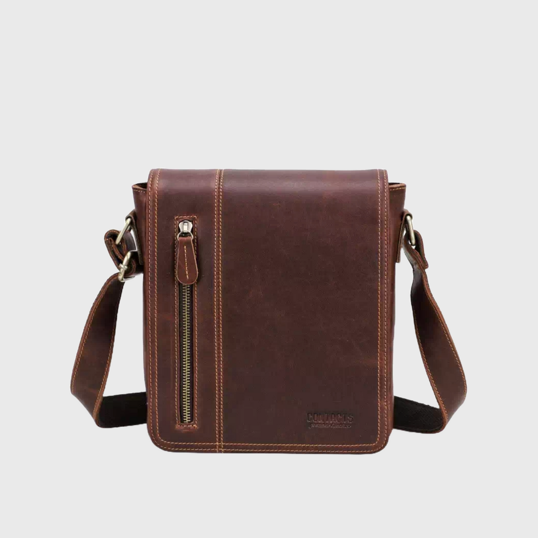 Men's vintage crazy horse leather satchel bag