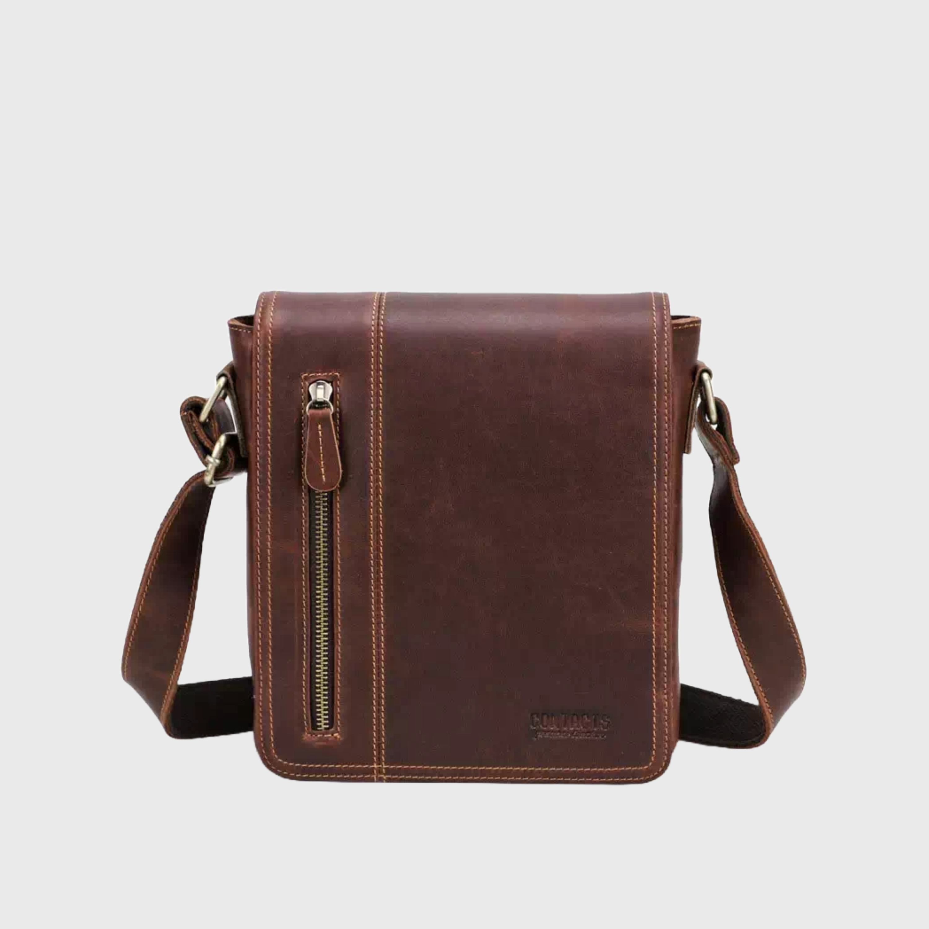 Men's vintage crazy horse leather satchel bag