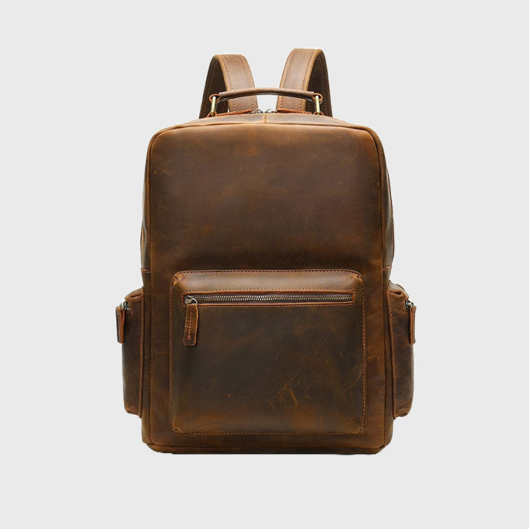 Fashionable men's vintage Crazy Horse leather backpack