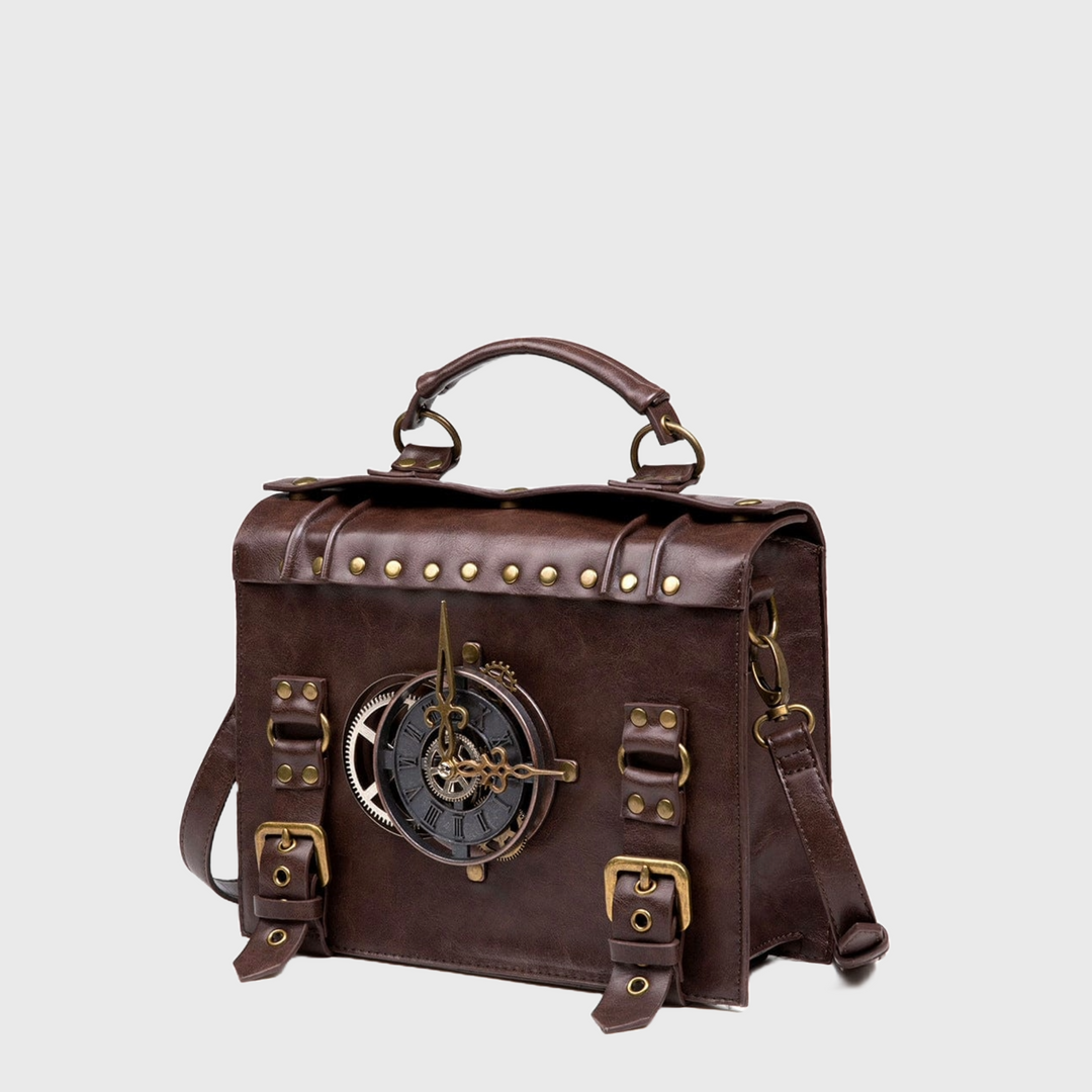 Vegan leather crossbody steampunk bag