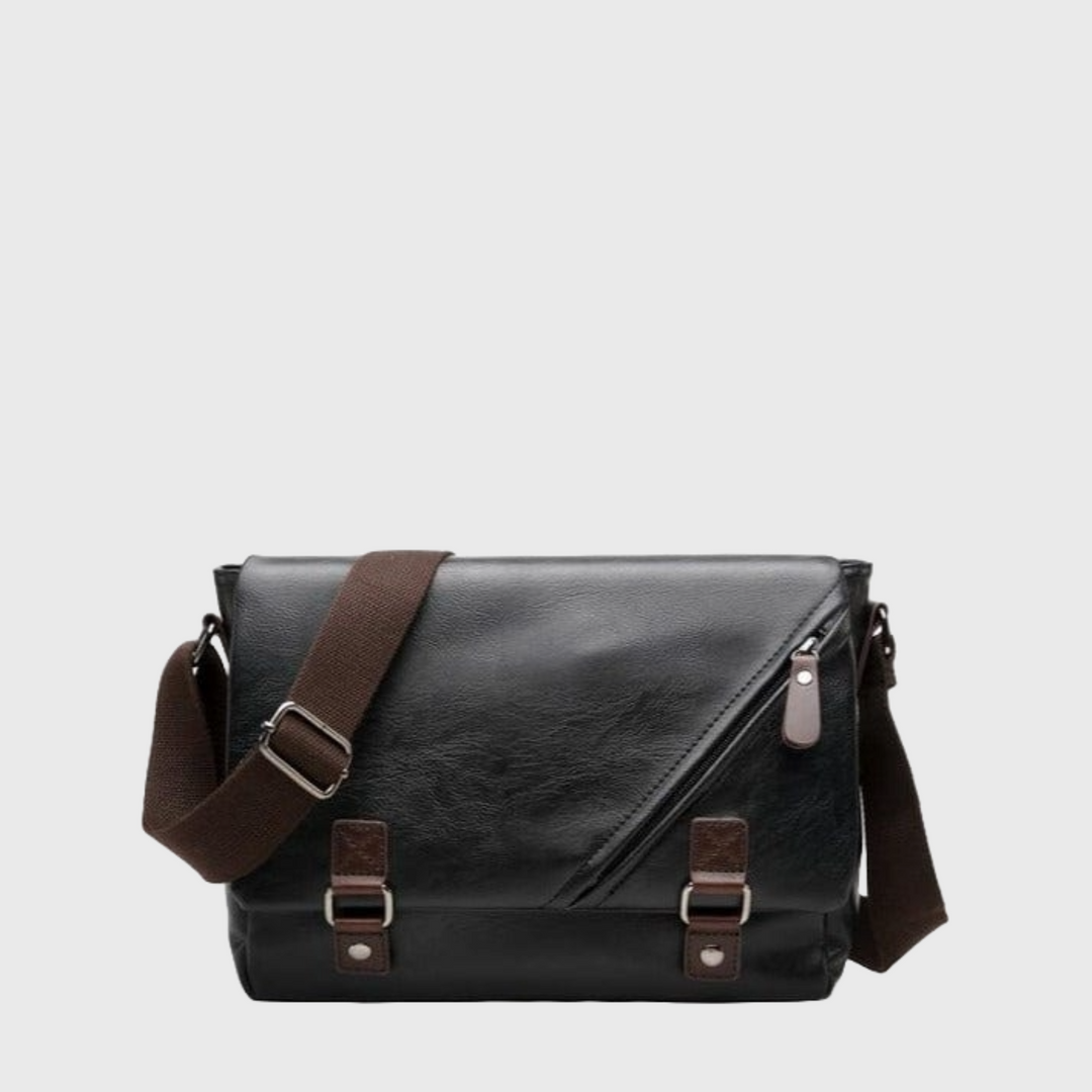 Classic vegan leather black crossbody bag