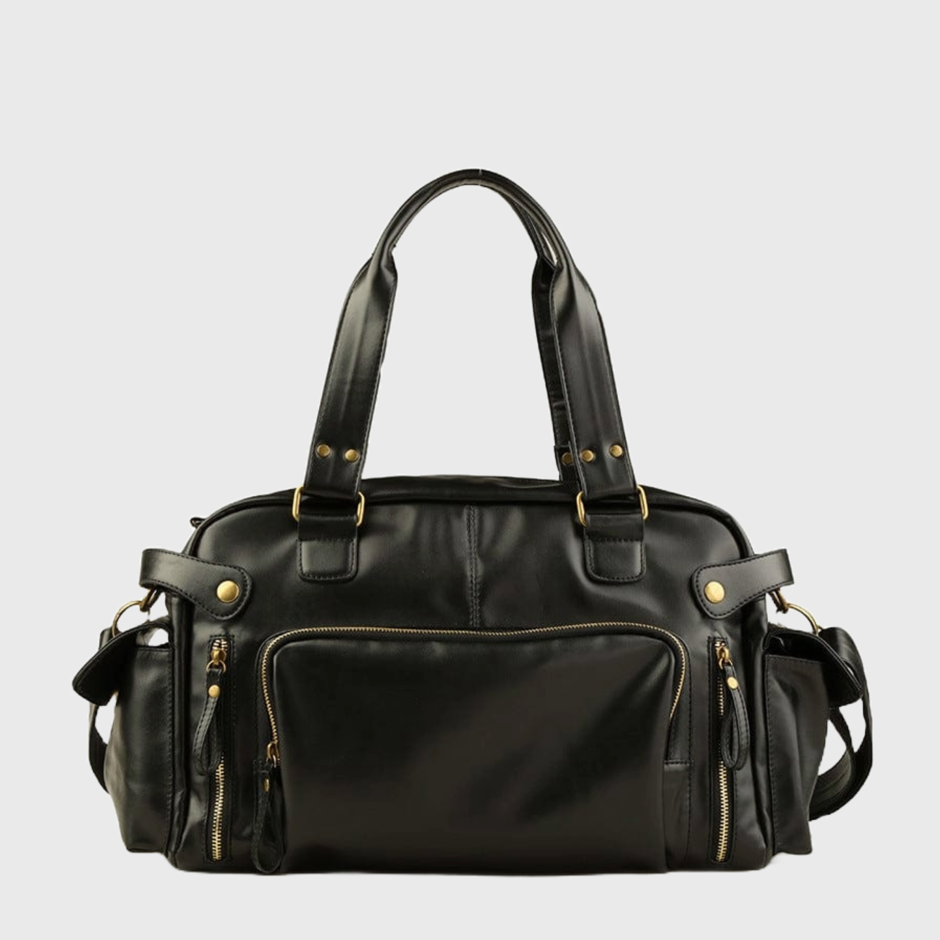 Fashionable vegan leather duffle bag