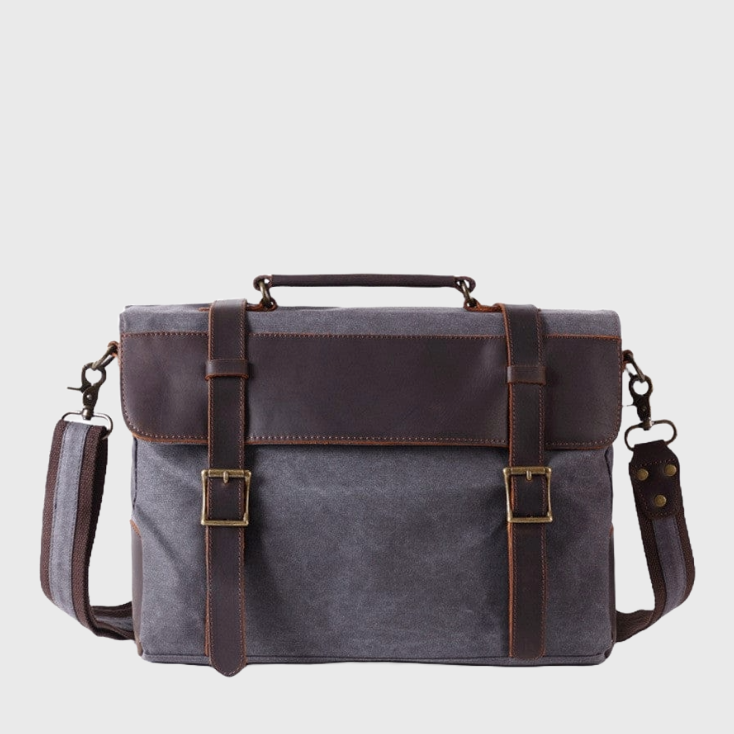 Waxed canvas briefcase vintage design