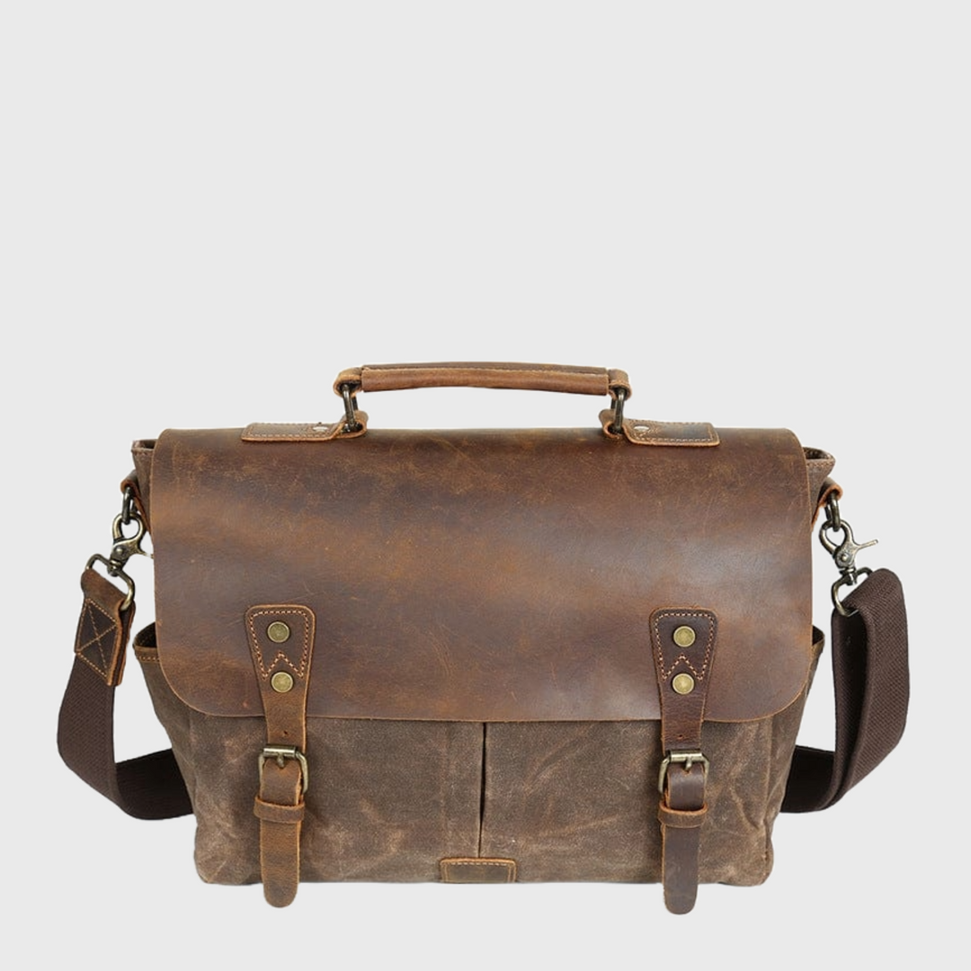 Designer waxed canvas motorcycle bag