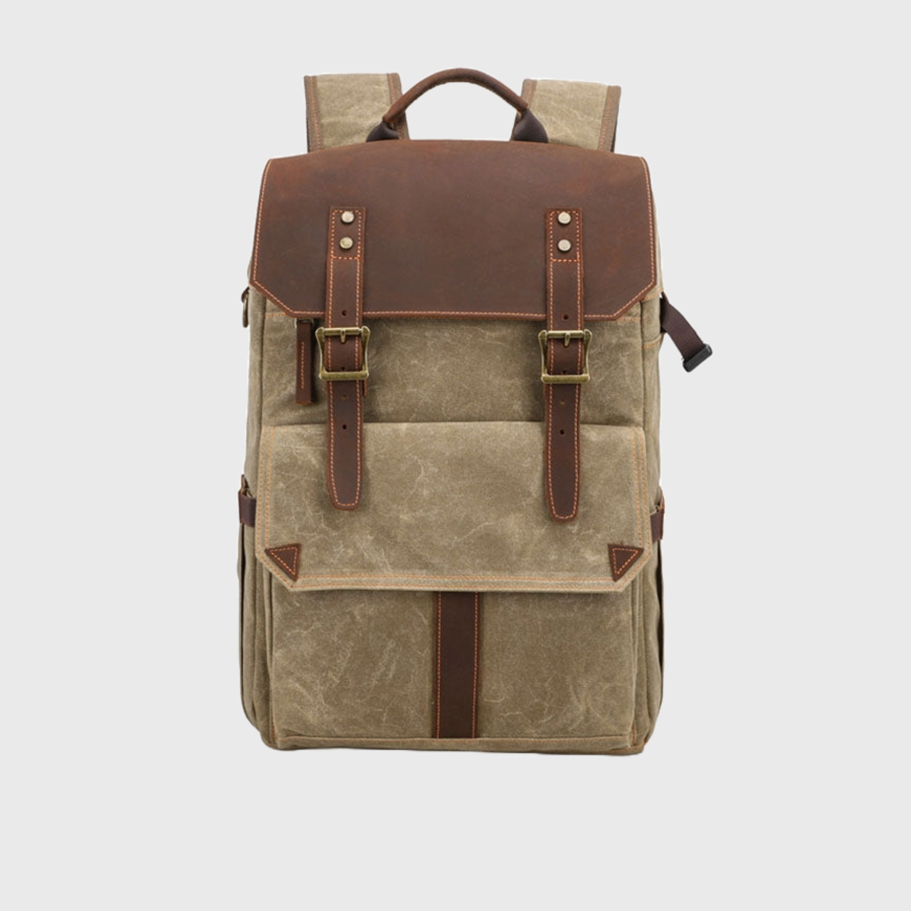 Handcrafted waxed canvas camera backpack