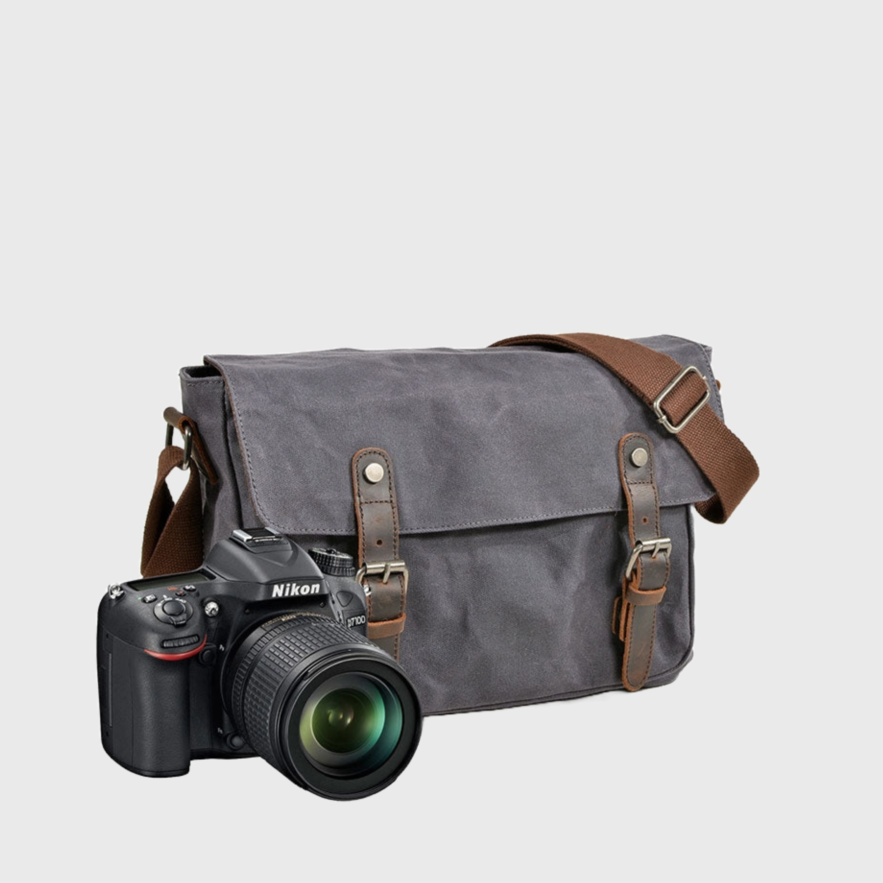Unique men's canvas DSLR camera messenger bag