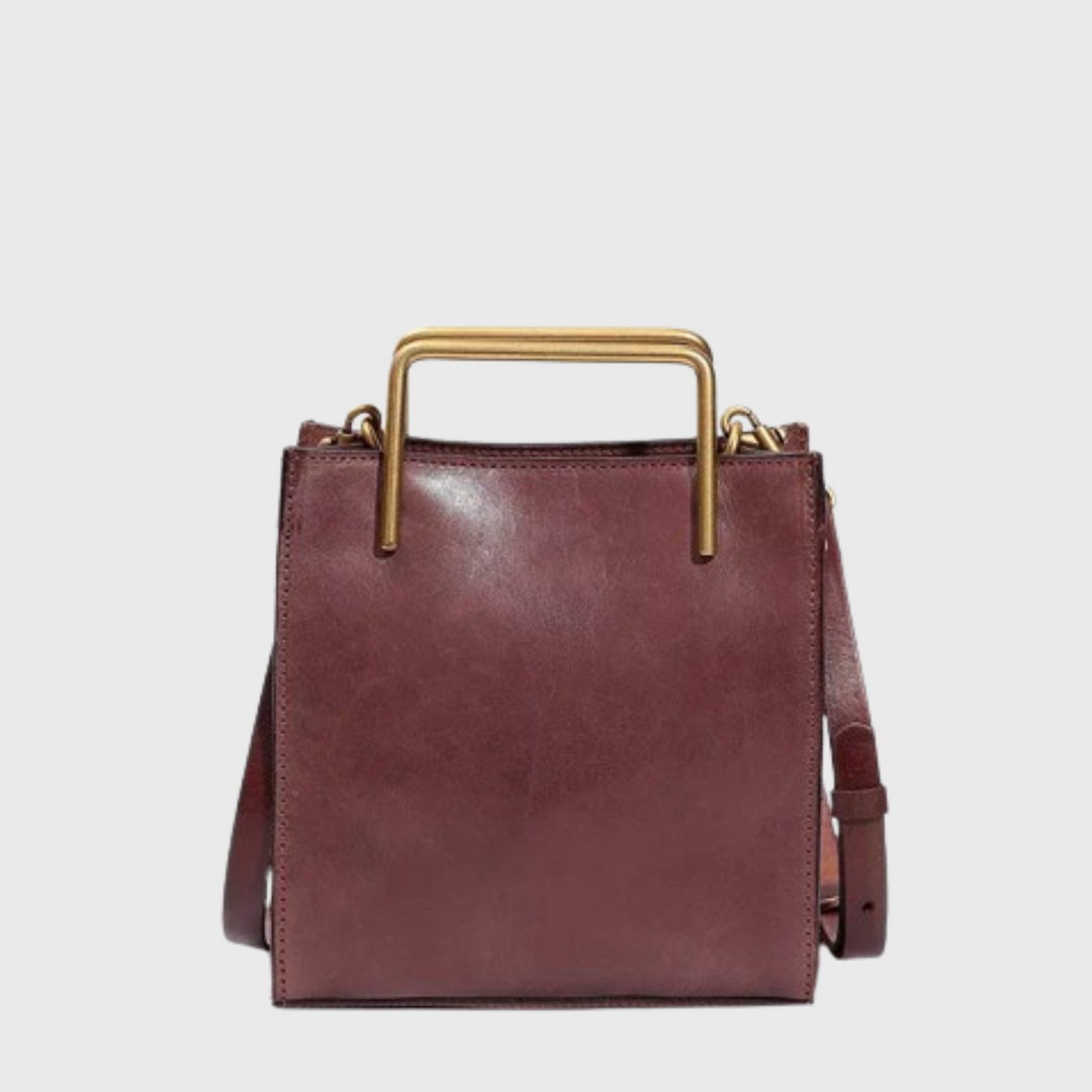 Designer leather mini crossbody tote