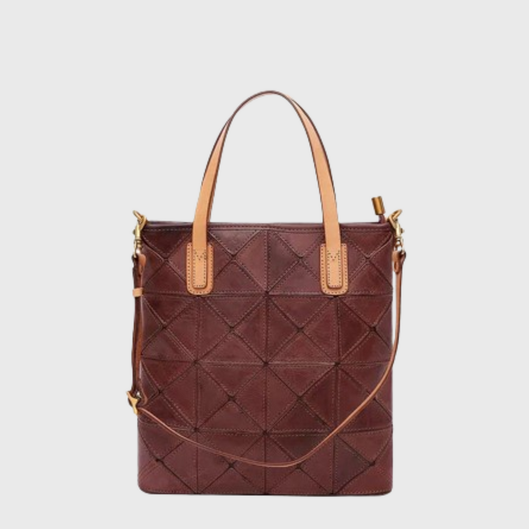 Unique design leather mini crossbody tote