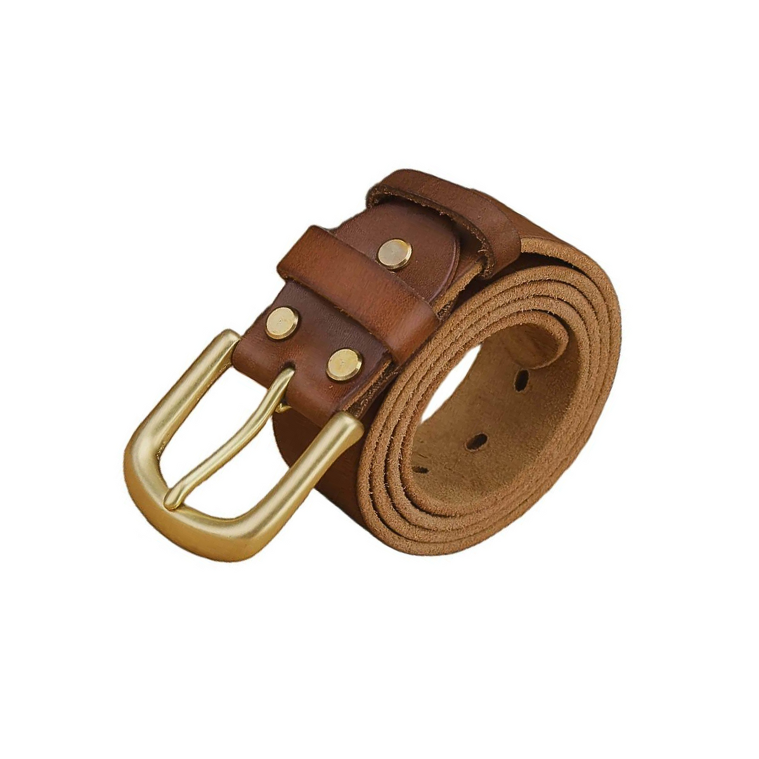 High-quality Brown Leather Cowboy Belt For Men - Leather Purse Backpack