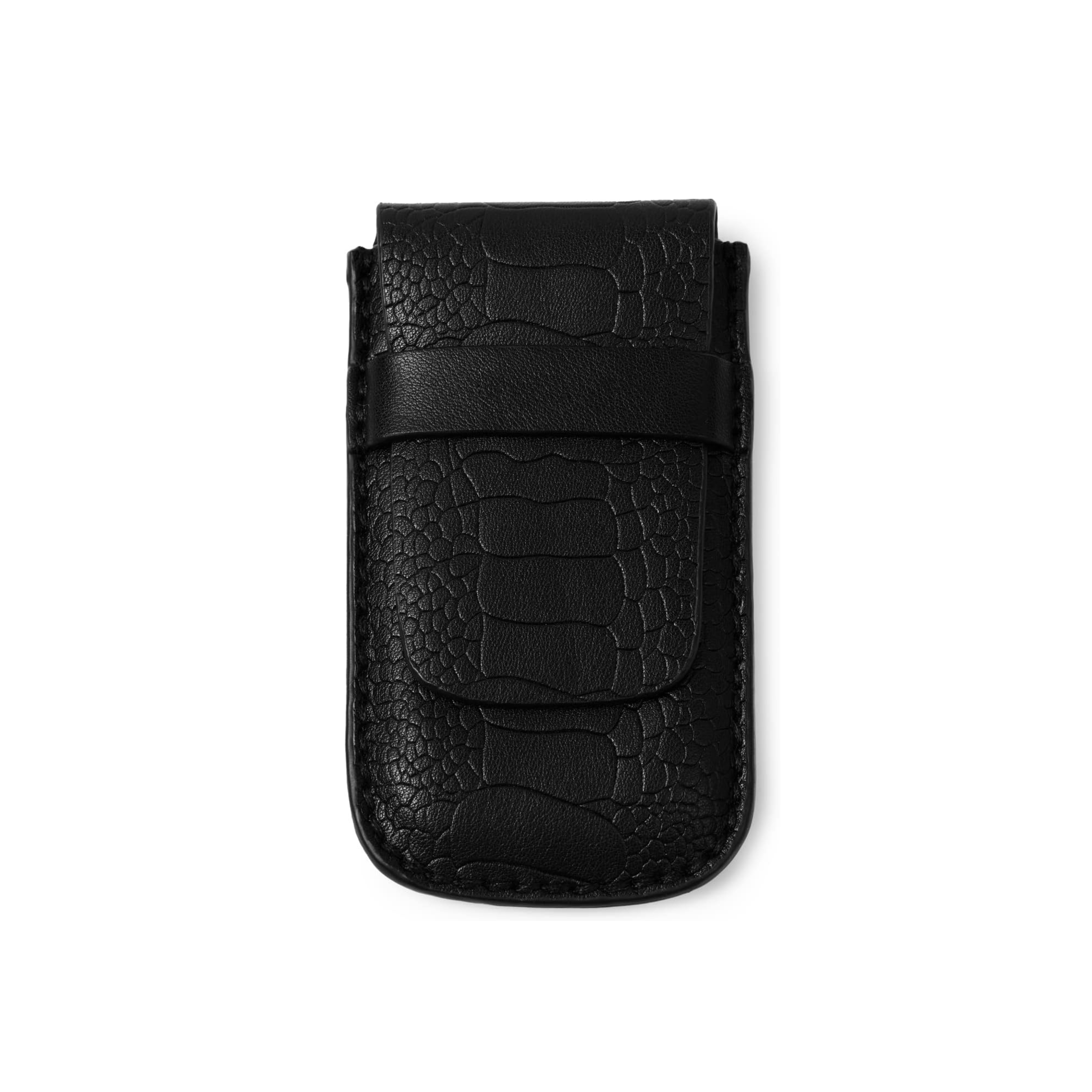 Classic Black Single Slot Leather Flap Watch Pouch - Leather Purse Backpack