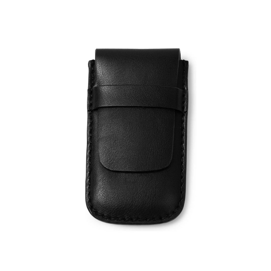 Classic Black Single Slot Leather Flap Watch Pouch - Leather Purse Backpack