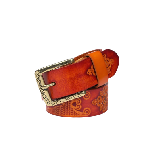 Leather Belt, Textured Bohemian Style For Women, Xioma Model - Leather Purse Backpack