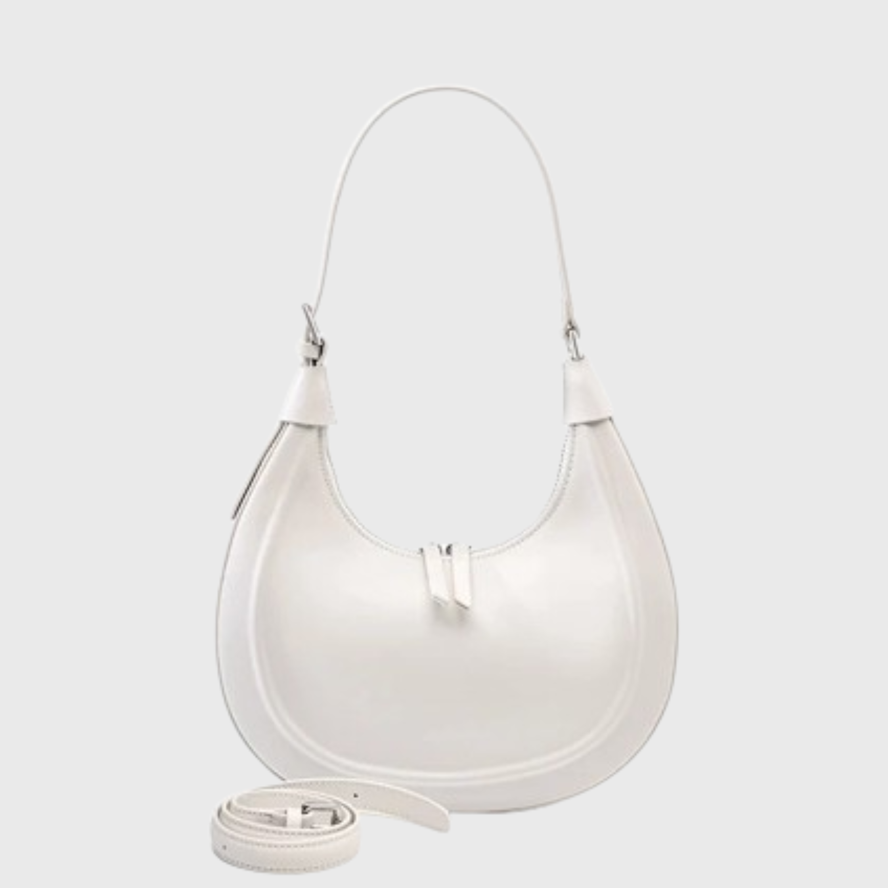 High-quality classic leather crescent shoulder bag with 2 straps