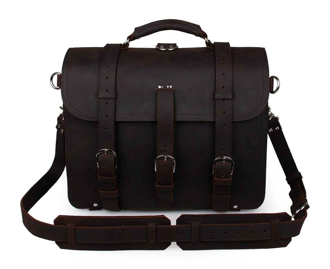 Luxury vintage-inspired leather messenger bag for him and her