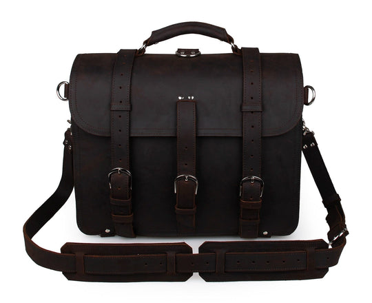Luxury vintage-inspired leather messenger bag for him and her