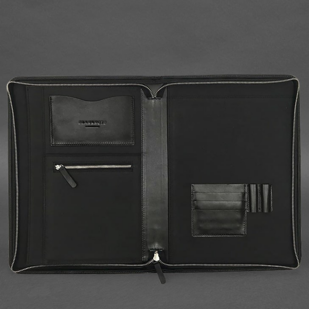 leather zip file folder