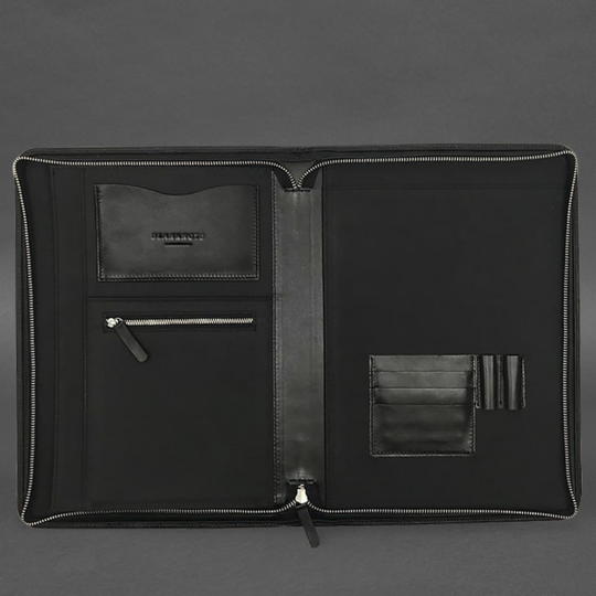 leather zip file folder