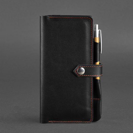 black leather travel wallet