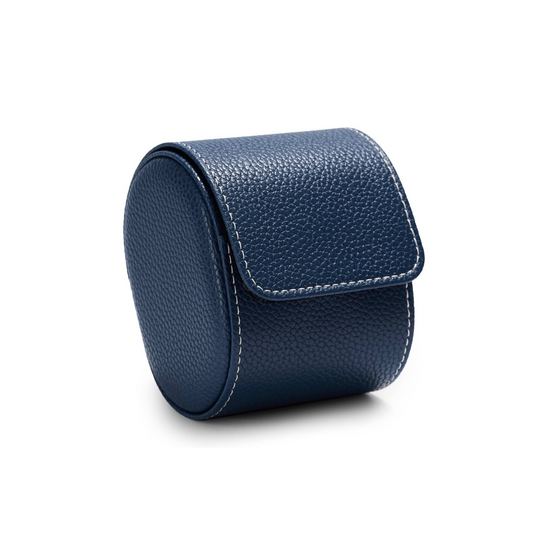 Designer Blue Leather Watch Case - 1 Slot - Leather Purse Backpack