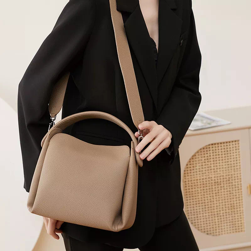 Timeless leather crossbody purse with top handle