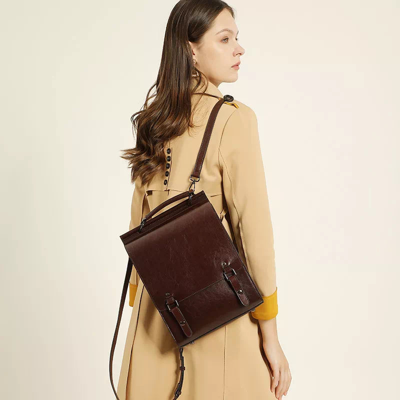 Stylish women's backpack purse in high-quality leather