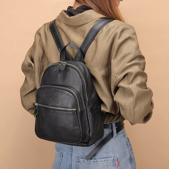 Stylish women's leather backpack purse with multiple organizational pockets for everyday use