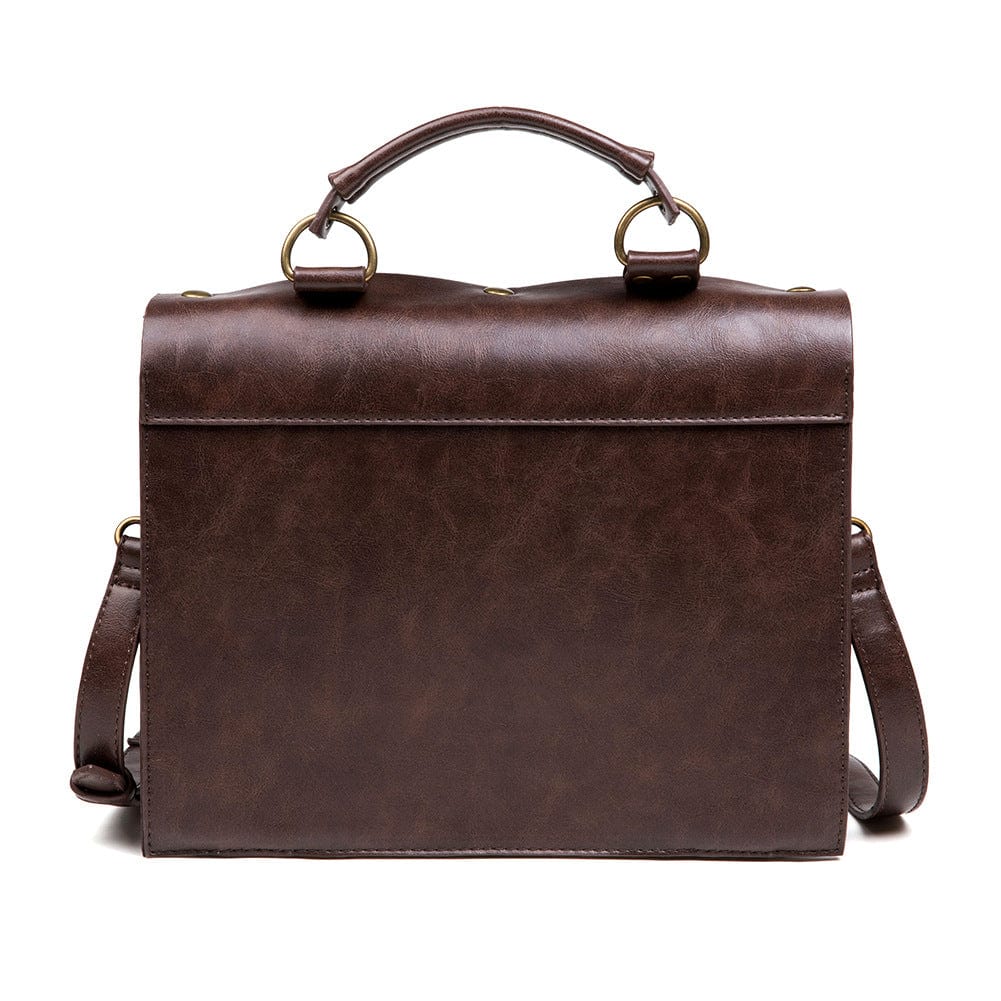 Unique vegan leather crossbody bag with steampunk design