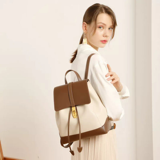 Versatile women's leather backpack handbag