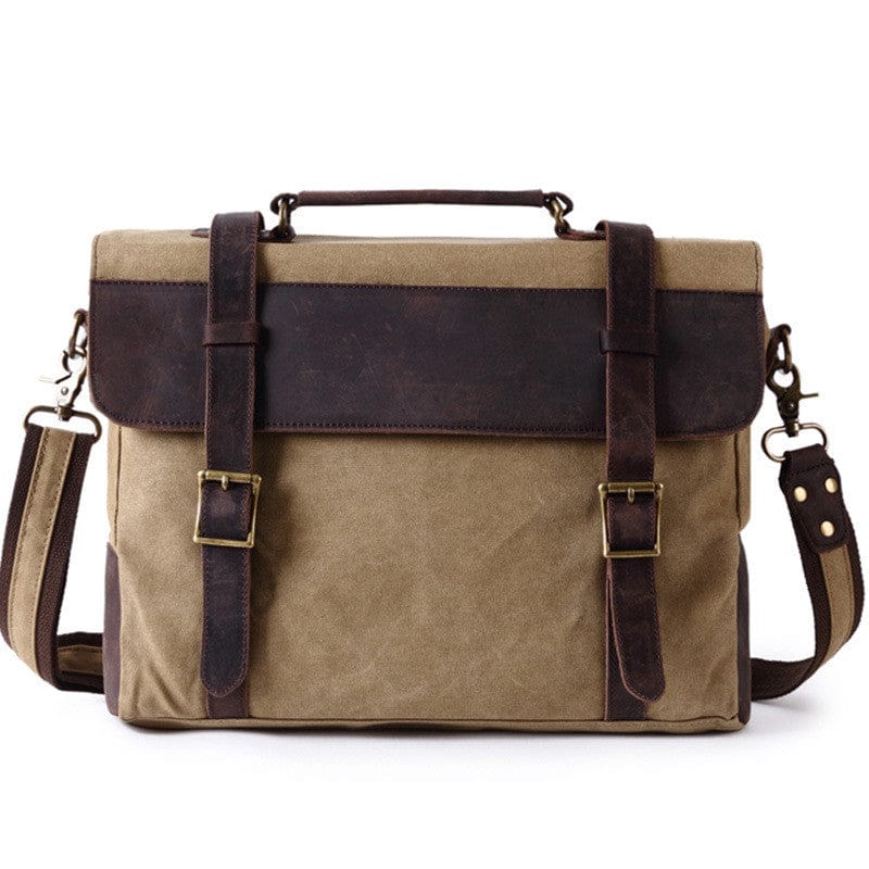 Retro-inspired waxed canvas business bag for men and women