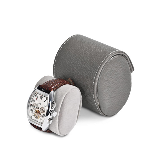 Premium Design Gray Leather Watch Case - 1 Slot - Leather Purse Backpack