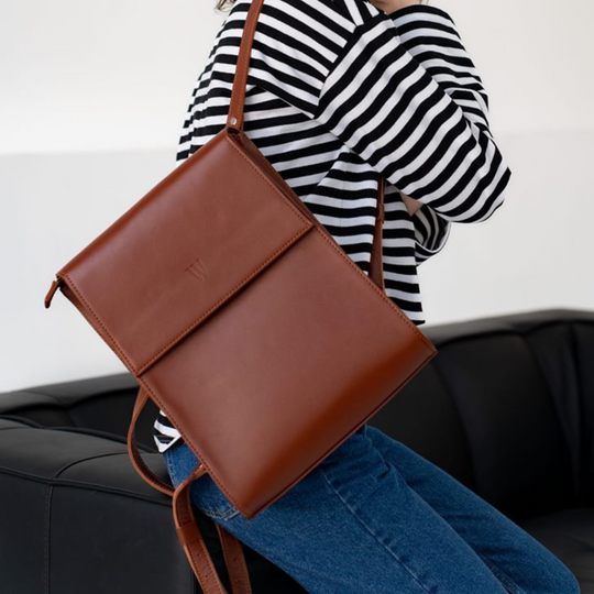 Women's Designer Stylish Leather Backpack for Every Day - Leather Purse Backpack