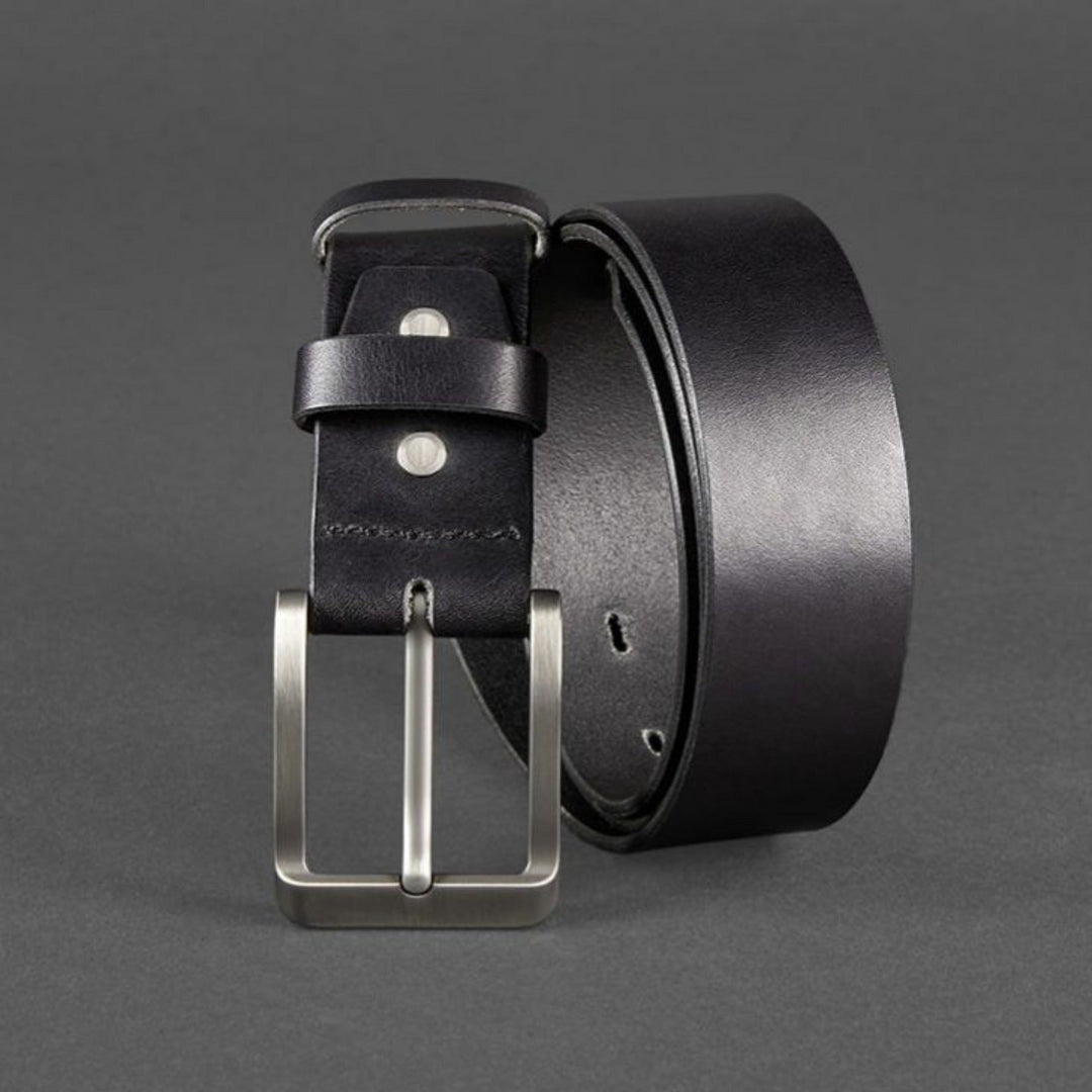 Black Handmade High Quality Men's Leather Belt for Jeans - Leather Purse Backpack