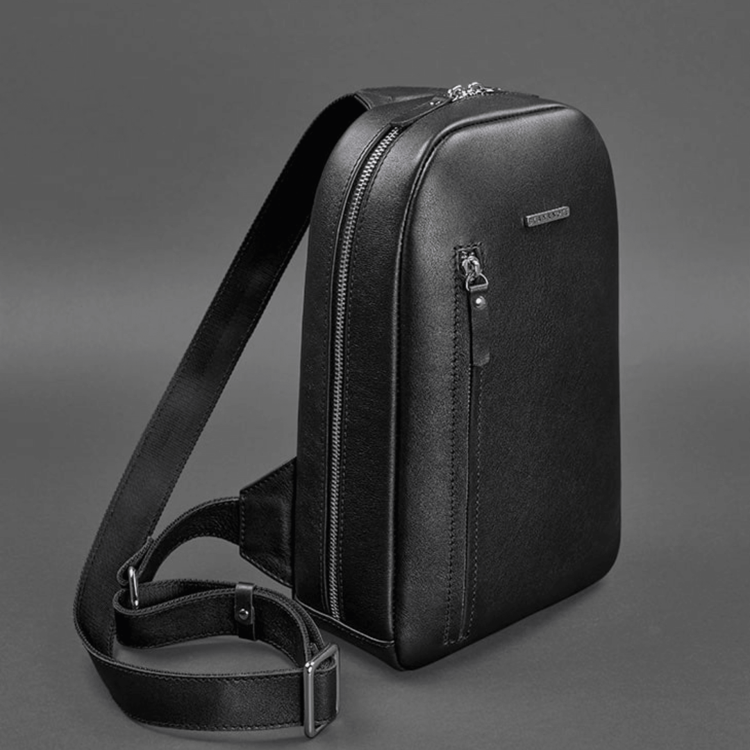 Sophisticated Handmade Luxury Leather Men's One-Shoulder Sling Bag - Leather Purse Backpack