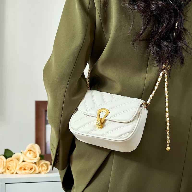 Chic flap quilting crossbody purse with chain strap