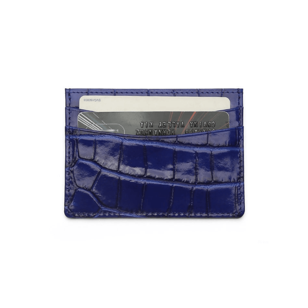 Luxury Leather Card Holder in Crocodile Pattern - Leather Purse Backpack