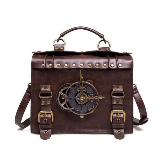 Chic and sustainable vegan leather steampunk crossbody bag