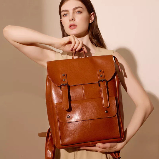 Elegant Leather Backpack Handbag - Leather Purse Backpack