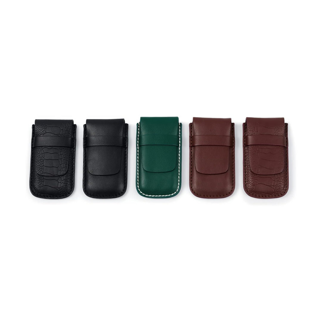 Classic Burgundy Single Slot Leather Flap Watch Pouch - Leather Purse Backpack