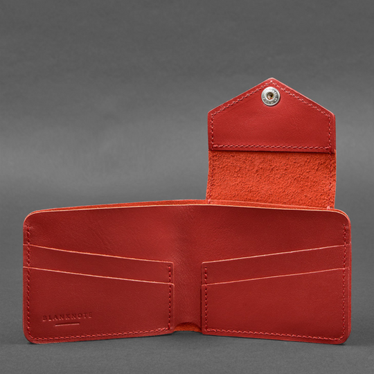 leather button closure wallet